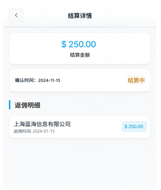 秘书公司返佣结算详情